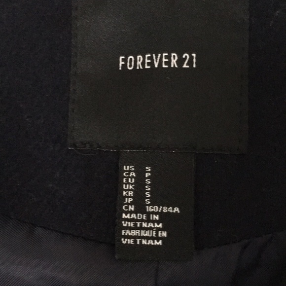 *NEW* “Forever 21,” navy blue coat with gold buttons; size small - Picture 7 of 9